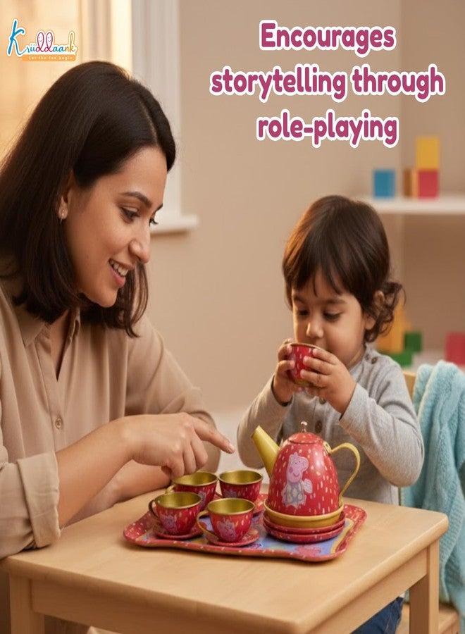 Kriiddaank Peppa Pig Portable Children's Tea Set for 3Y+, Multicolour | Safe & Gift-Friendly - Image 5