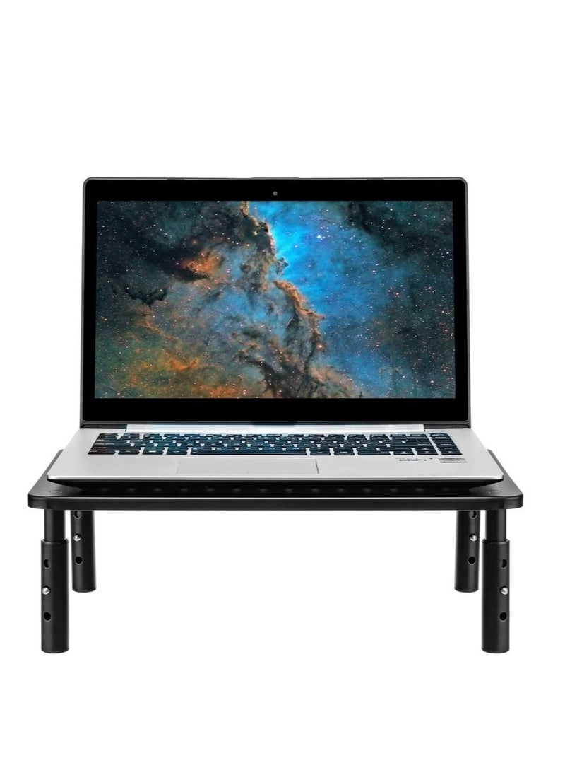 SYOSI - Monitor Stand Riser 3 Height Adjustable Monitor Stand Ergonomic Metal Monitor Riser Stand with Mesh Platform for Laptop Computer PC Printer up to 20KG with Ventilated Platform for Airflow - Image 1