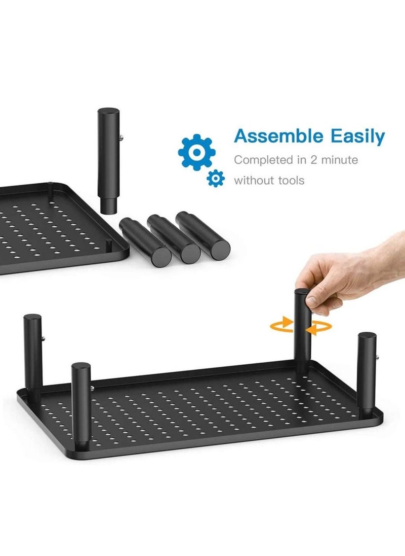 SYOSI - Monitor Stand Riser 3 Height Adjustable Monitor Stand Ergonomic Metal Monitor Riser Stand with Mesh Platform for Laptop Computer PC Printer up to 20KG with Ventilated Platform for Airflow - Image 1