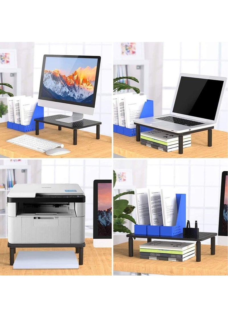 SYOSI - Monitor Stand Riser 3 Height Adjustable Monitor Stand Ergonomic Metal Monitor Riser Stand with Mesh Platform for Laptop Computer PC Printer up to 20KG with Ventilated Platform for Airflow - Image 1