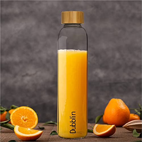 DUBBLIN Bamboo 800 Borosilicate Glass Water Bottle, Wooden Lid, 800 ml - Image 3