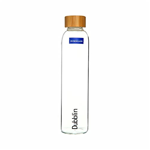 DUBBLIN Bamboo 800 Borosilicate Glass Water Bottle, Wooden Lid, 800 ml - Image 1