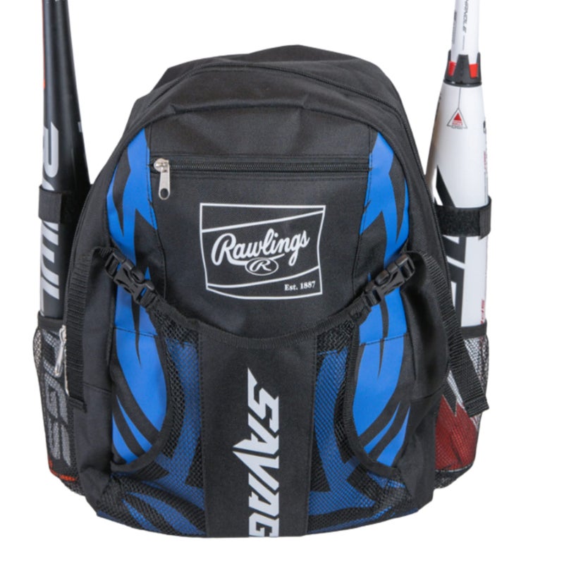 Rawlings SAVAGE Backpack Equipment Bag TBall Baseball Softball BlackRoyal - Image 2