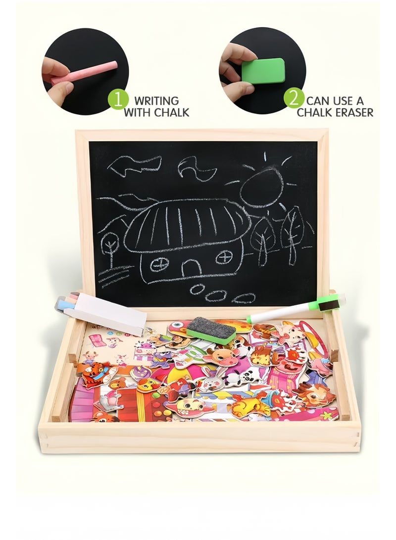 Lee Yon Magnetic Drawing Board, Girls Dress up themed toys, Wooden Puzzles Games Toys for Kids Drawing Learning ( 30 x 23 x 3.2 cm, Multicolour ) - Image 3