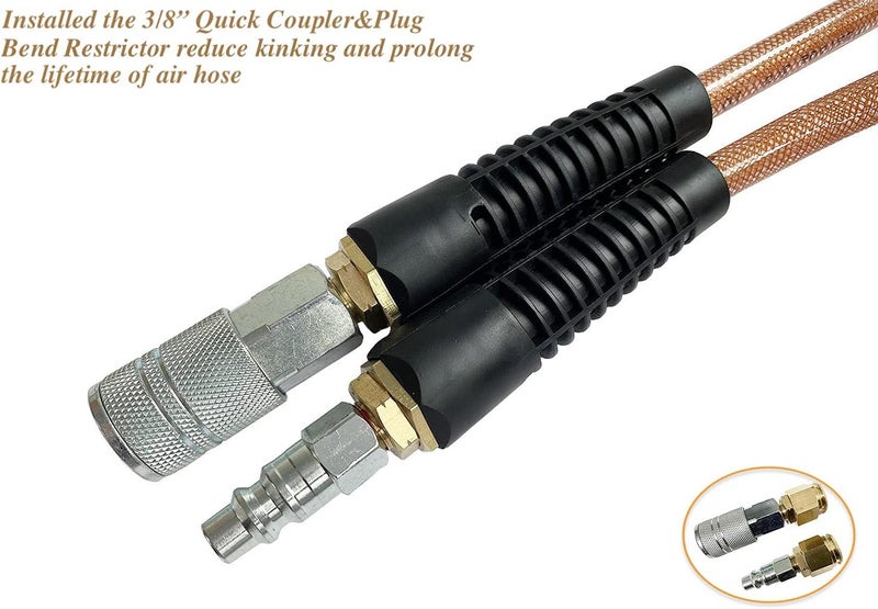 SANFU 3/8''ID x 100ft Polyurethane Reinforced Air Hose with Quick Coupler and Plug - Image 3