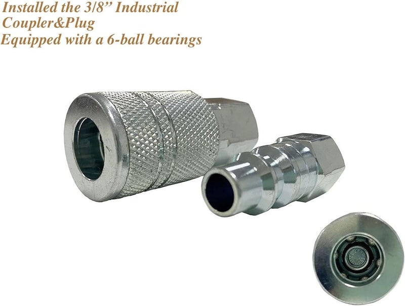 SANFU 3/8''ID x 100ft Polyurethane Reinforced Air Hose with Quick Coupler and Plug - Image 5
