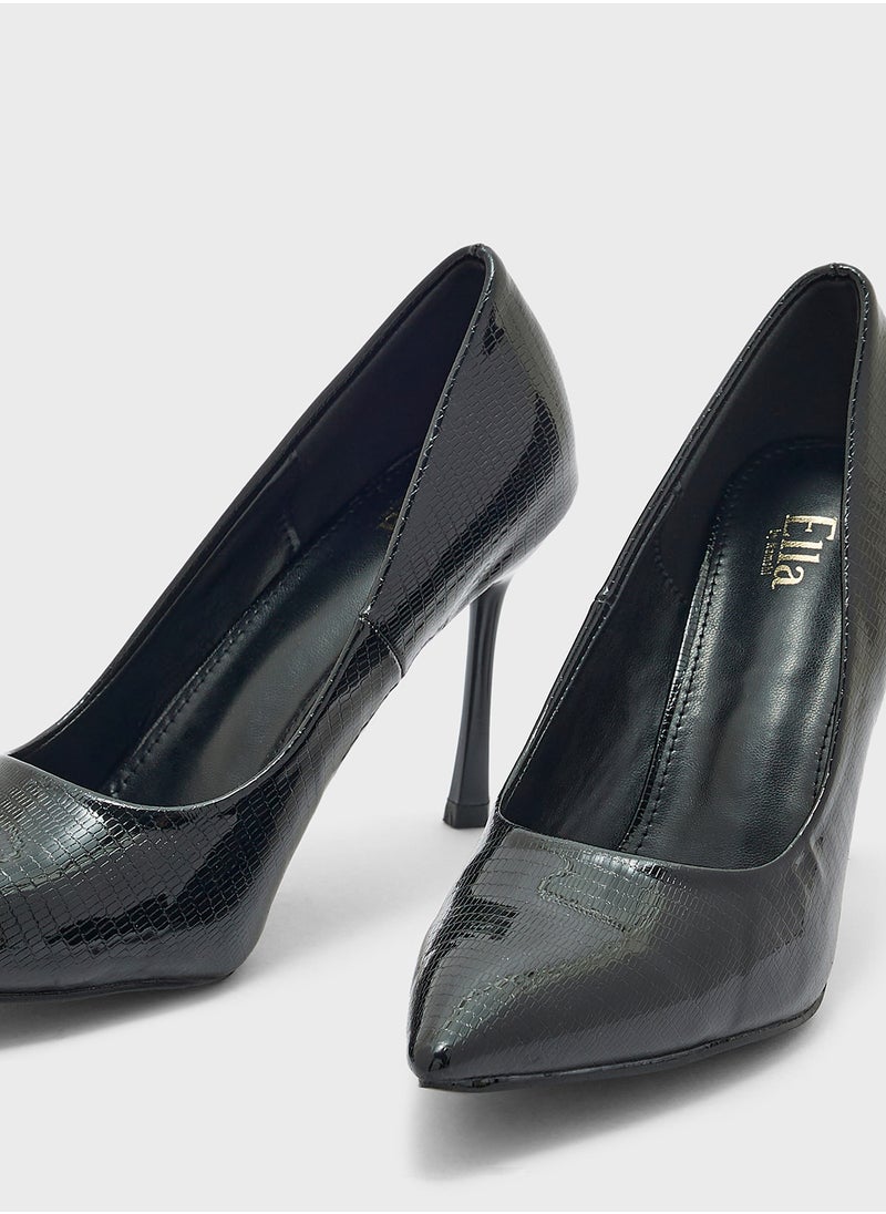 ELLA - Snake Print Pointy Pump - Image 1