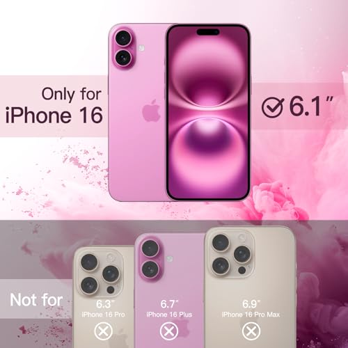 JETech Case for iPhone 16 6.1-Inch, Shockproof Phone Bumper Cover, Solid Color Matte TPU Frame, Anti-Scratch Clear Back (Pink) - Image 2