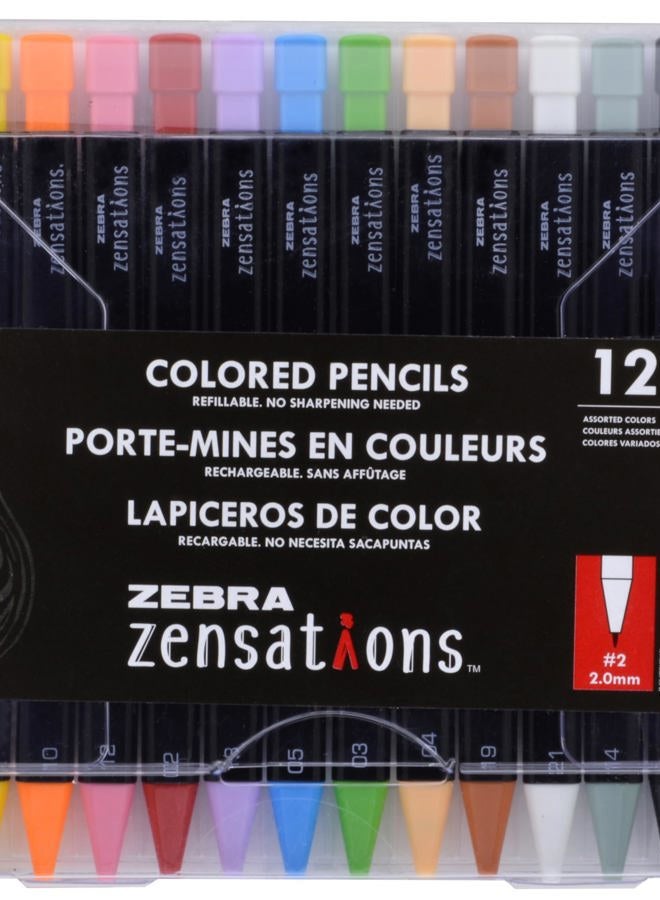 Zebra Pen Zensations Mechanical Colored Pencils, 2.0mm Point Size, Assorted Colored Lead, 12-Count - Image 1
