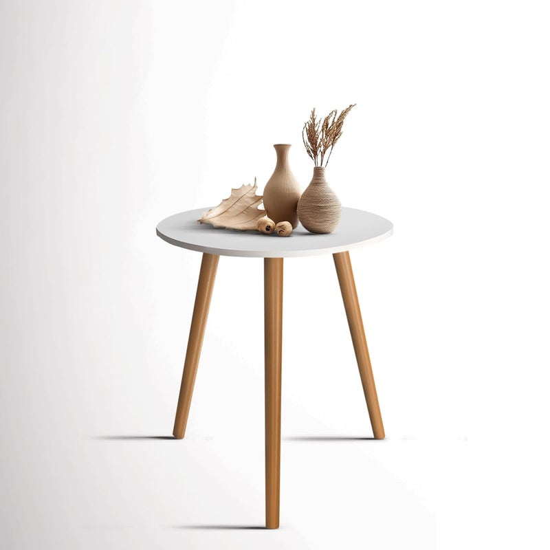 Rellon Industries Round Side Table Nightstand Coffee Table End Table Plant StandStool for Living Room Bedroom Furniture Table Round Shapefor HomeKitchenBedroom White - Image 4