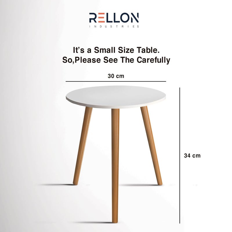 Rellon Industries Round Side Table Nightstand Coffee Table End Table Plant StandStool for Living Room Bedroom Furniture Table Round Shapefor HomeKitchenBedroom White - Image 3