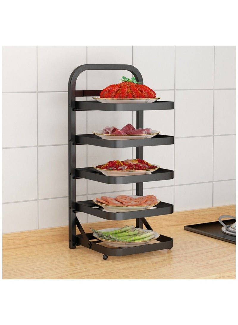 Lady Kitchen Dish Holder Stainless Steel 5 Shelves Black Color - Image 2