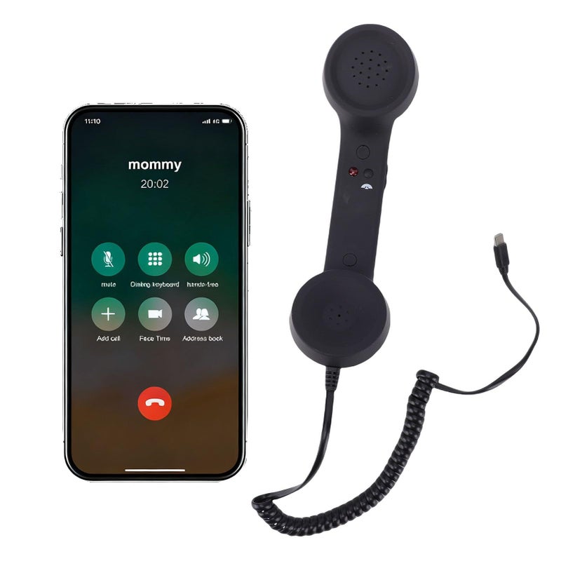 White Type C Retro Wired Telephone Handset With Volume Control For Mobile Video Conference Calls Meetings - Image 2