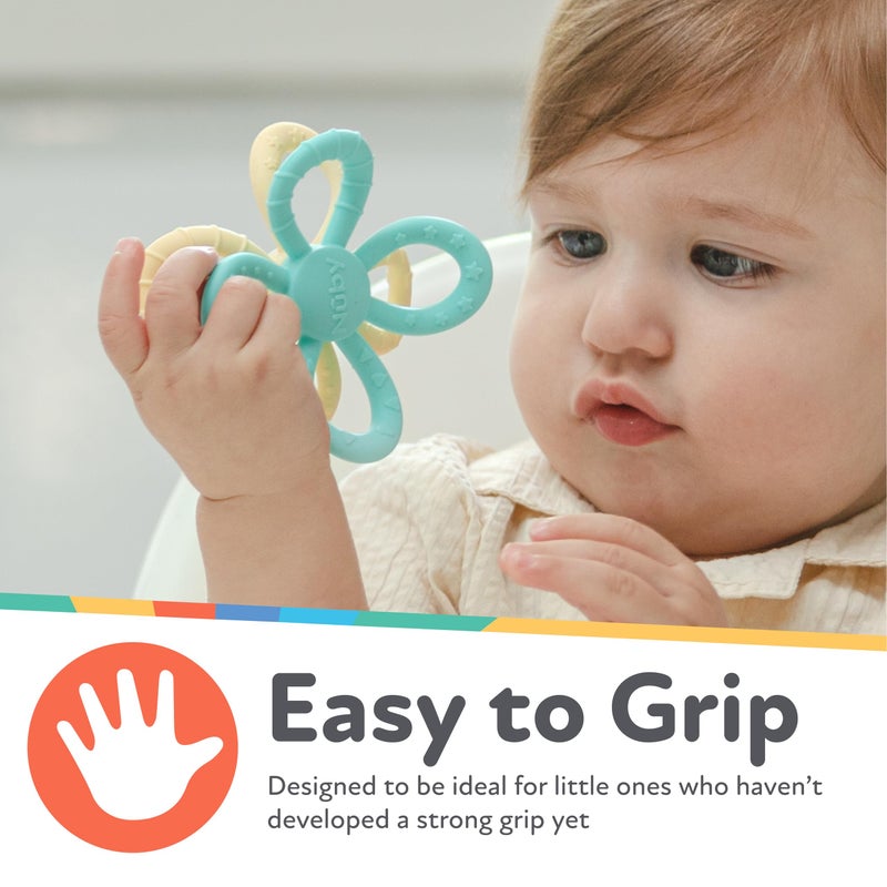 Nuby Fun Loops Teether - Flower-Shaped Infant Teething Toy for Babies - 3+ Months - Pink and Purple - Image 2