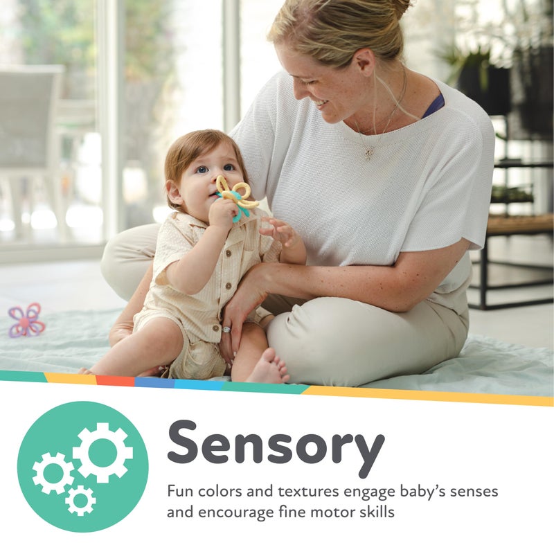 Nuby Fun Loops Teether - Flower-Shaped Infant Teething Toy for Babies - 3+ Months - Pink and Purple - Image 3