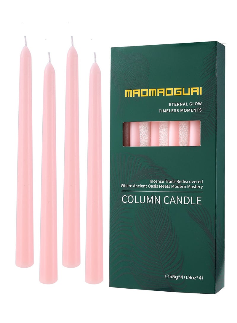 شموع مدببة برائحة الورد الوردي، مقاس 10 بوصات / 25 سم، مجموعة من 4 قطع - مجموعة صندوق هدايا لحفلات الزفاف وأجواء الحفلات، وديكور الطاولة، ورائحة خفيفة - Image 1