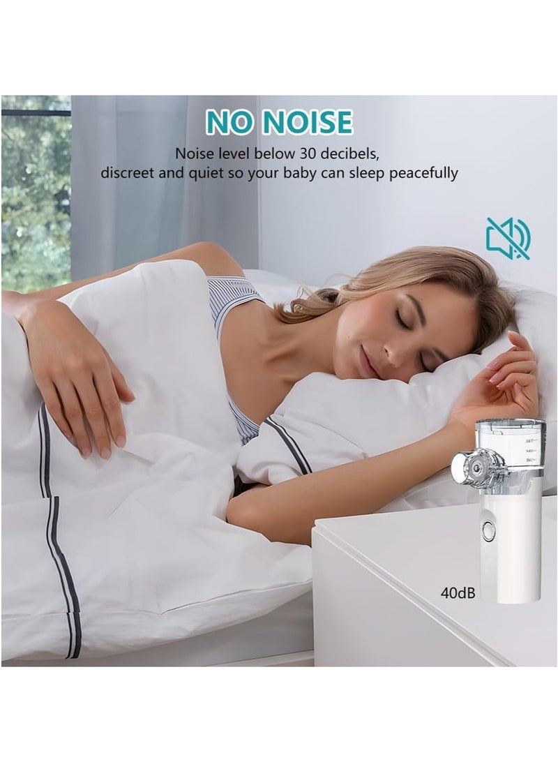 Generic New Mini Nebulizer Machine for Adults & Kids, Upgrade Portable Nebuliser USB Rechargeable Handheld Nebuliser with 2 Mask, 2 Adjustable Atomization Steam Inhaler for Home, Reusable, Silent and Ultrasonic Micro-grid Electronic Atomizer  - Image 5