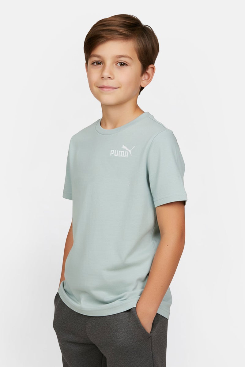 PUMA Kids Boy Embroidered Logo Short Sleeve Outdoor T-Shirt, Sage - Image 1