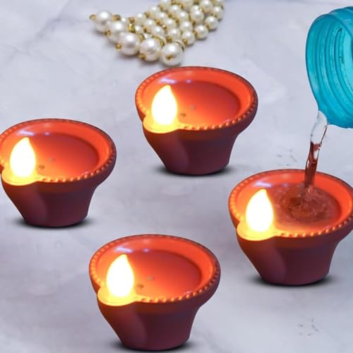 Ein Sof Water Sensor Electric Diya 24 Pcs – LED Diya for Home Decoration, Smokeless Flameless Artifical Lights for Diwali, Birthday and All Occasions - Image 5
