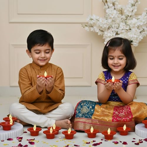 Ein Sof Water Sensor Electric Diya 24 Pcs – LED Diya for Home Decoration, Smokeless Flameless Artifical Lights for Diwali, Birthday and All Occasions - Image 4