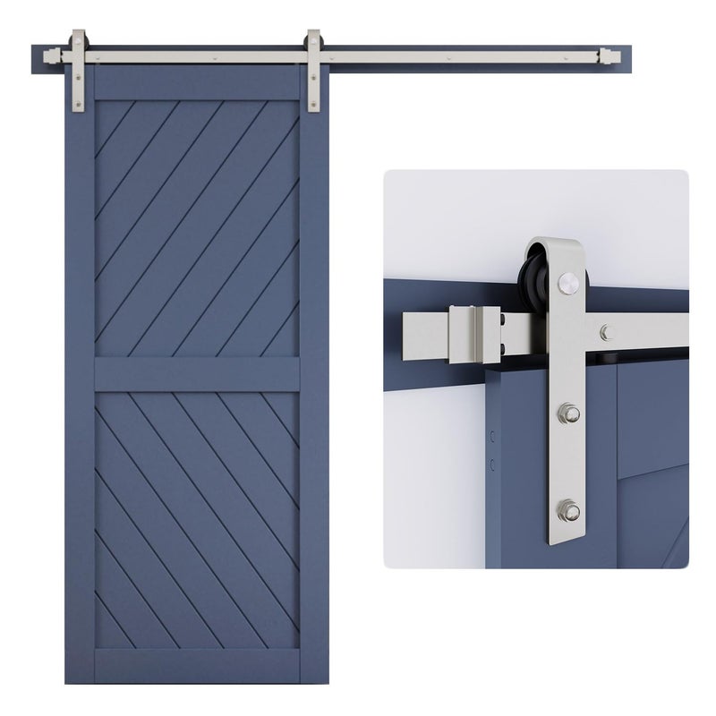 EaseLife 6.7 FT Brushed Nickel Sliding Barn Door Hardware Track Kit,Basic J Pulley,Heavy Duty,Slide Smoothly Quietly,Easy Install (6.7FT Track Kit for 36"~40" Wide Single Door) - Image 1