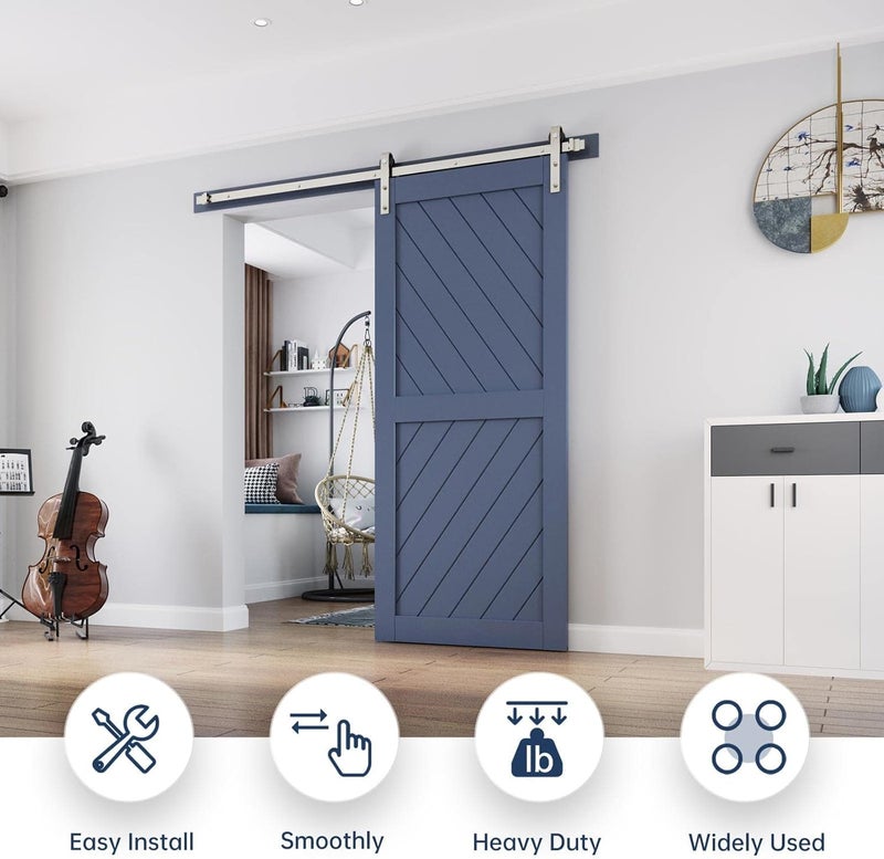 EaseLife 6.7 FT Brushed Nickel Sliding Barn Door Hardware Track Kit,Basic J Pulley,Heavy Duty,Slide Smoothly Quietly,Easy Install (6.7FT Track Kit for 36"~40" Wide Single Door) - Image 3