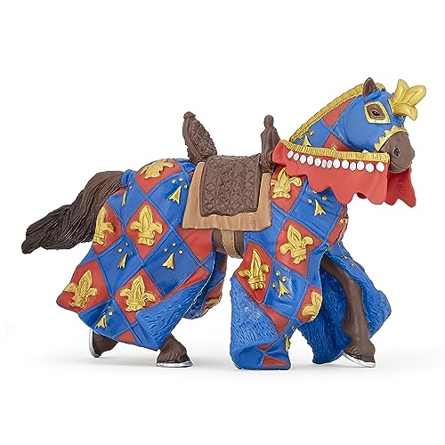 Papo -Hand-Painted - Figurine -Medieval-Fantasy -Blue Horse Fleur de LYS -39787 - Collectible - for Children - Suitable for Boys and Girls - from 3 Years Old - Image 1