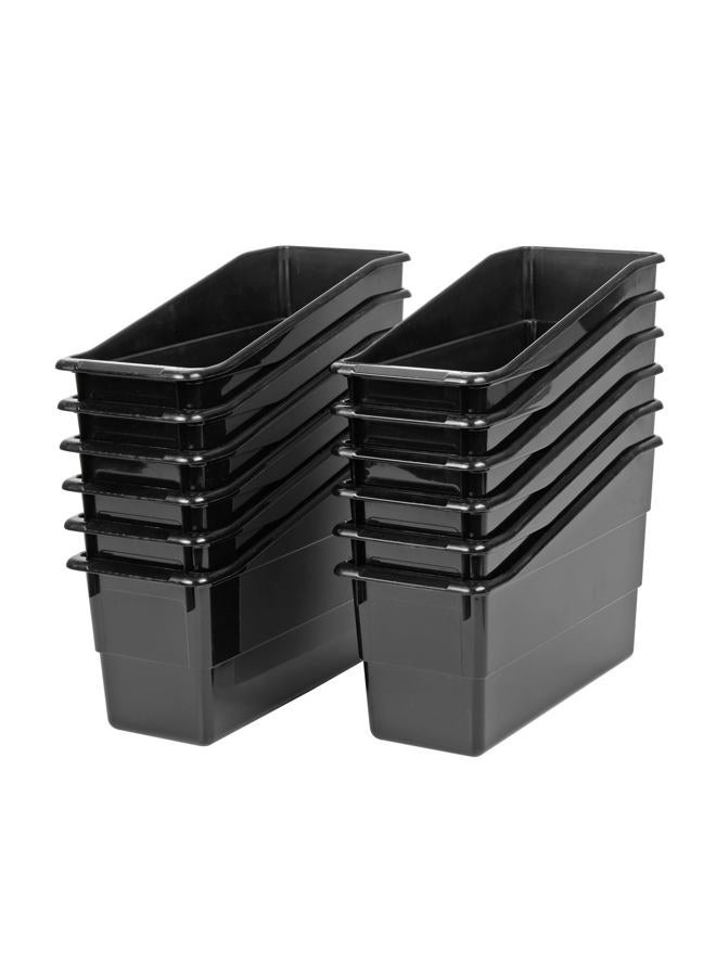 Really Good Stuff Book and Binder Holder Plastic Storage Bins (Set of 12) – Book Bin Containers for Office Organization, Magazines, Teacher Supplies, Classroom Organization – File Organizing Bins - Image 1