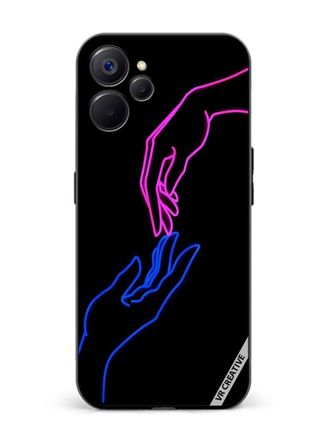 VR CREATIVE Protective Case Cover For Realme 10 5G Hands In Neon Lights Design Multicolour - Image 1