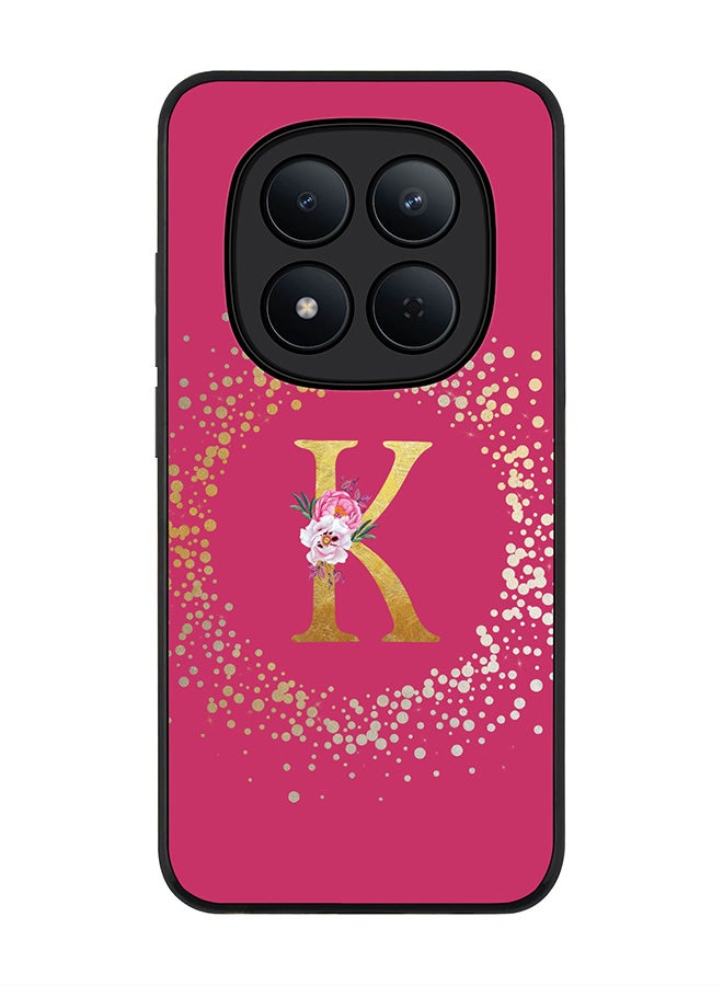 For Xiaomi Redmi Note 15 Pro 5G Case,Slim fit Camera Protection, Shockproof Thin Phone cover  - Custom Monogram Floral - K ( Deep Pink )