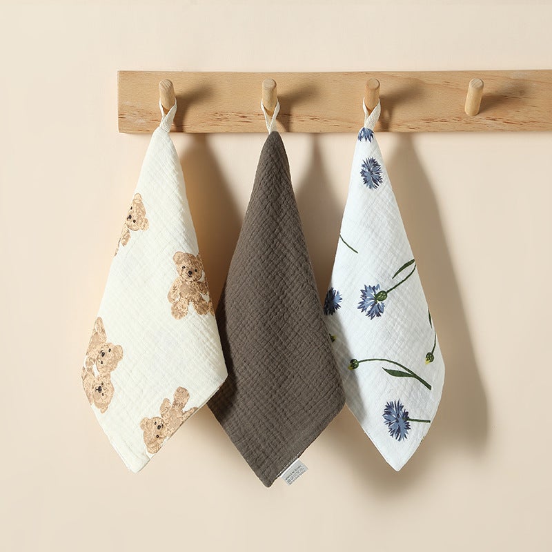 Baby accessories wash small square towel saliva towel newborn male and female baby cotton gauze square towel three pack - Image 5