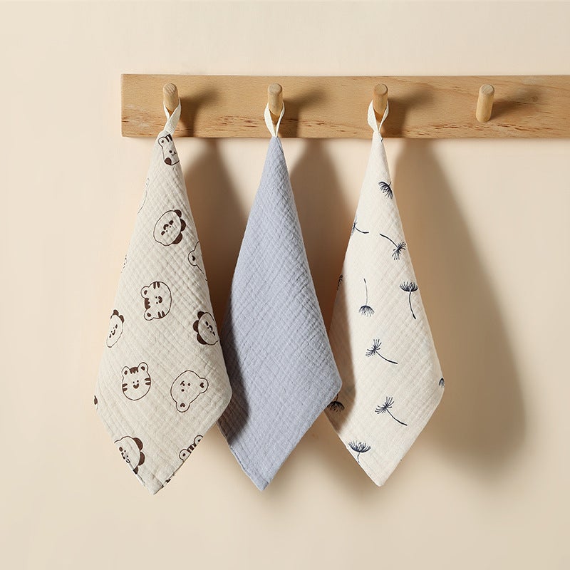 Baby accessories wash small square towel saliva towel newborn male and female baby cotton gauze square towel three pack - Image 4