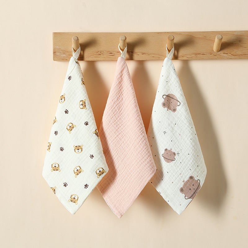 Baby accessories wash small square towel saliva towel newborn male and female baby cotton gauze square towel three pack - Image 1