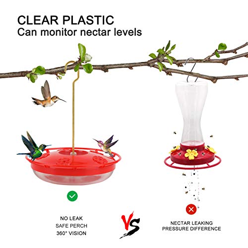 eggs sound Hummingbird Feeders for Outdoors Hanging - 2 Pack No Leak Humming Bird Feeder, Easy to Clean & Fill, High View Perch, 5 Feeder Ports, Perfect for Hanging on The Tree,Yard. Hanger Incl,14 Oz - Image 5