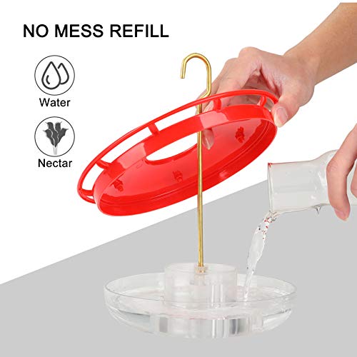 eggs sound Hummingbird Feeders for Outdoors Hanging - 2 Pack No Leak Humming Bird Feeder, Easy to Clean & Fill, High View Perch, 5 Feeder Ports, Perfect for Hanging on The Tree,Yard. Hanger Incl,14 Oz - Image 4