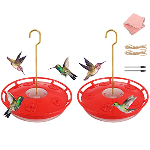 eggs sound Hummingbird Feeders for Outdoors Hanging - 2 Pack No Leak Humming Bird Feeder, Easy to Clean & Fill, High View Perch, 5 Feeder Ports, Perfect for Hanging on The Tree,Yard. Hanger Incl,14 Oz - Image 1