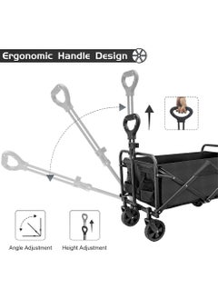 Arabest Collapsible Foldable Wagon,Beach Wagon Cart Heavy Duty with Wheels Foldable,Utility Folding Grocery Wagon for Camping Sports Outdoor Activities(Black)  - Image 4