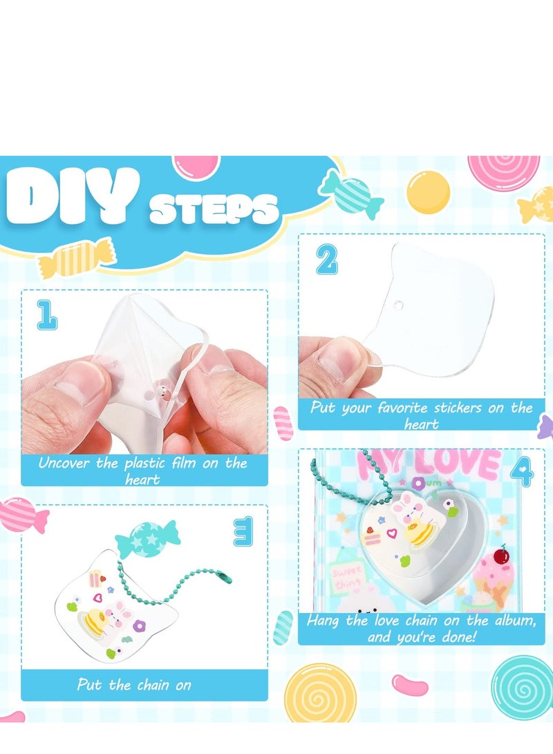 Kpop Mini Photo Album Set - 3 Inch Binder with 40 Pockets, Heart & Ice Cream Design, Includes Pendant & DIY Keychain for Collecting Photos - Image 3