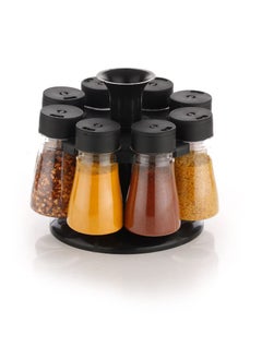 NARIYA Plastic 360 Revolving Spice Container Set of 8 Piece Seasoning Organizer Masala Rack Condiment Set For kitchen Plastic Masala Container Spice Box Transparent 125ml Each