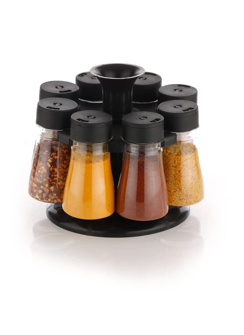 NARIYA - NARIYA Plastic 360 Revolving Spice Container Set of 8 Piece Seasoning Organizer Masala Rack Condiment Set For kitchen Plastic Masala Container Spice Box Transparent 125ml Each - Image 1