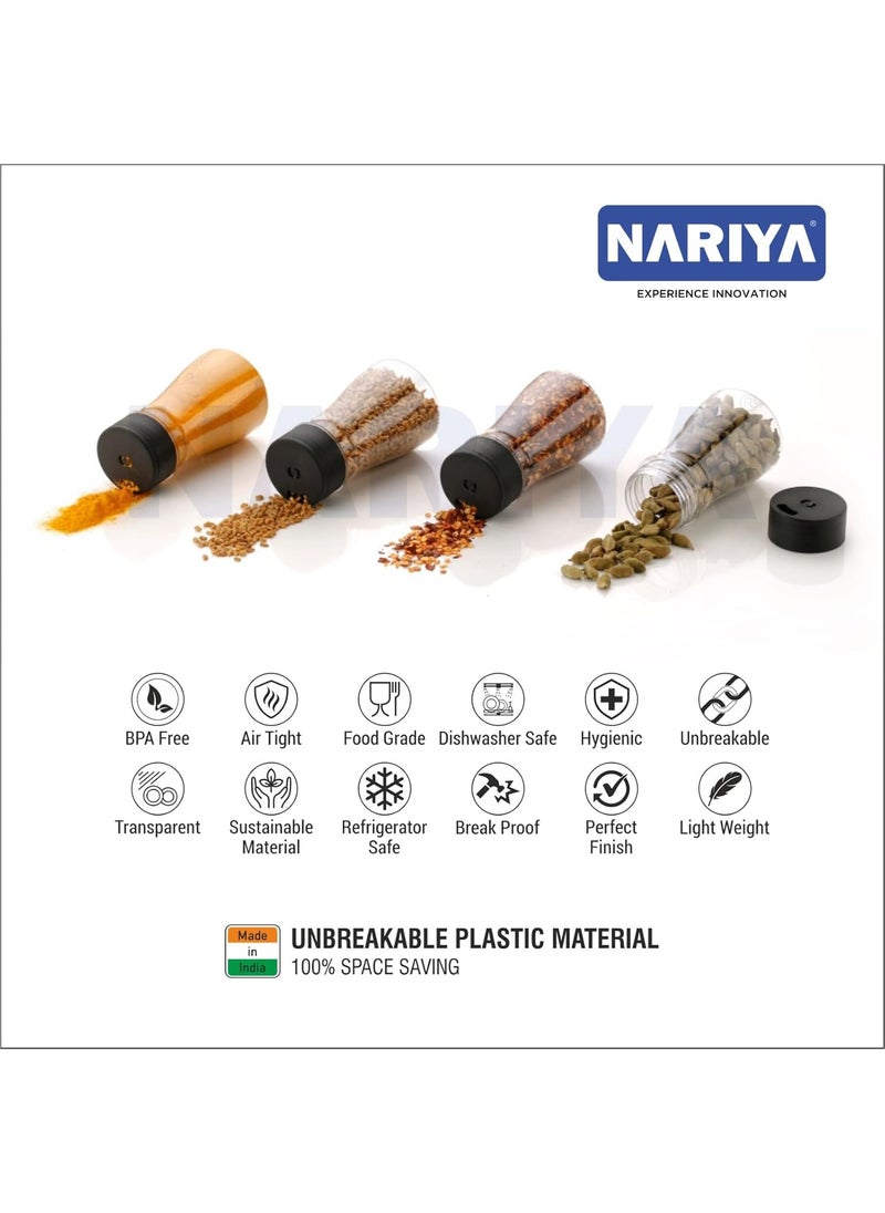NARIYA - NARIYA Plastic 360 Revolving Spice Container Set of 8 Piece Seasoning Organizer Masala Rack Condiment Set For kitchen Plastic Masala Container Spice Box Transparent 125ml Each - Image 1