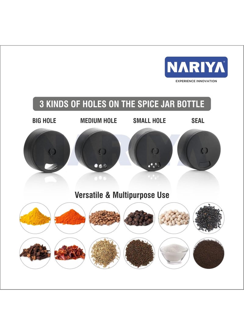 NARIYA - NARIYA Plastic 360 Revolving Spice Container Set of 8 Piece Seasoning Organizer Masala Rack Condiment Set For kitchen Plastic Masala Container Spice Box Transparent 125ml Each - Image 1