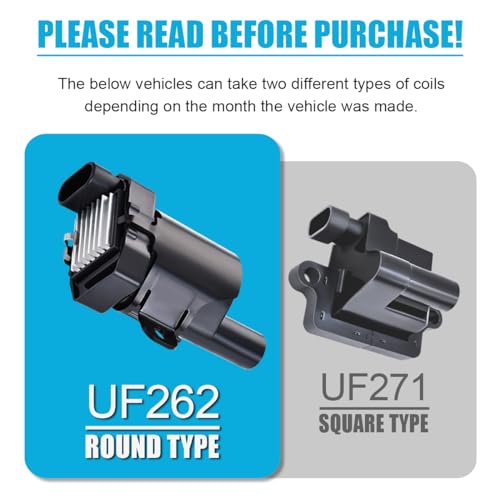 MAS Set of 8 Round Ignition Coils Pack Compatible with Chevy GMC Silverado 1500 2500 Tahoe Suburban Express Sierra Savana Yukon XL Escalade V8 Replacement For D585 C1251 19005218 UF262 - Image 3