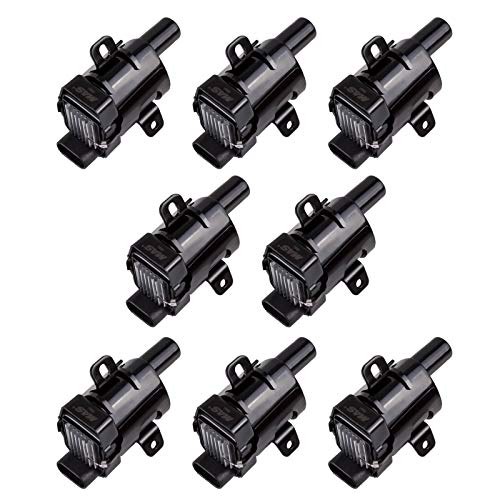 MAS Set of 8 Round Ignition Coils Pack Compatible with Chevy GMC Silverado 1500 2500 Tahoe Suburban Express Sierra Savana Yukon XL Escalade V8 Replacement For D585 C1251 19005218 UF262 - Image 1