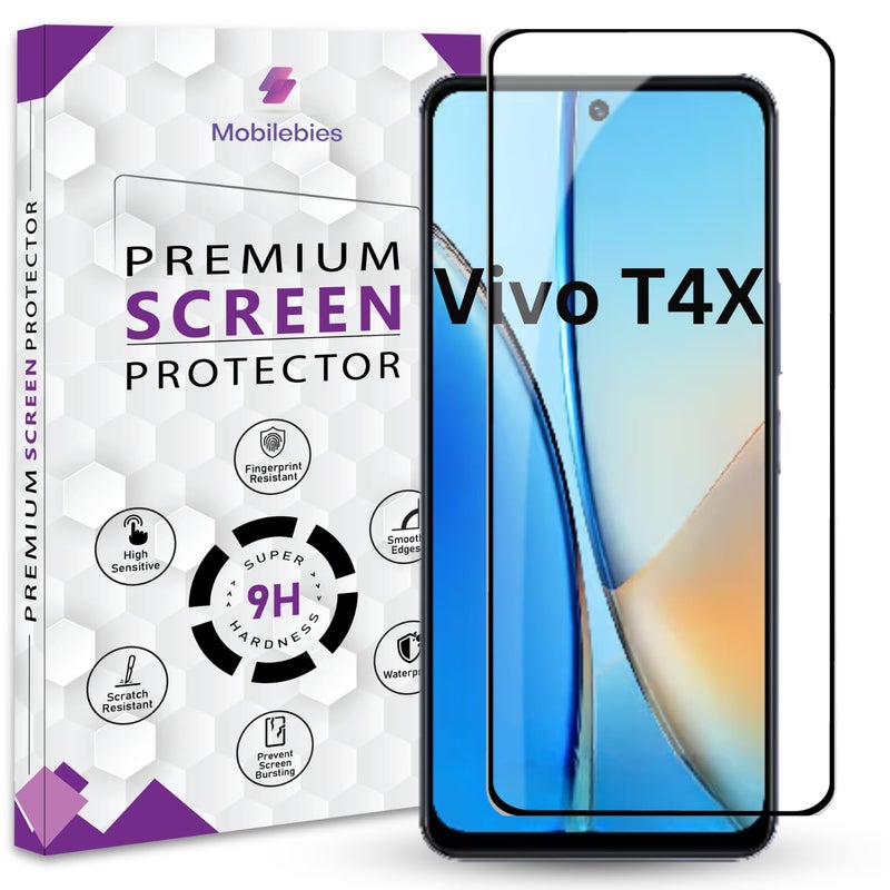 Mobilebies Premium Tempered Glass Screen Protector Guard For Vivo T4X (6.68 Inch, Pack of 1) | Ultra Clear Edge to Edge Coverage With Easy to installation kit - Image 1
