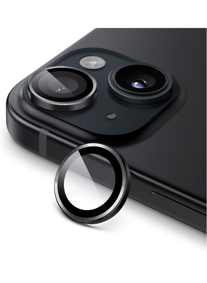 DUSALA Camera Lens Protector for iPhone 13 and iPhone 13 Mini , 9H Tempered Glass Metal Individual Ring Cover, HD Clear, 1 Set (Black) - Image 1