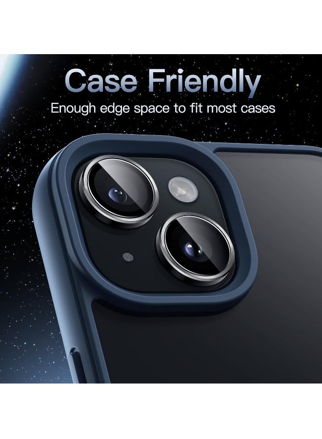 DUSALA Camera Lens Protector for iPhone 13 and iPhone 13 Mini , 9H Tempered Glass Metal Individual Ring Cover, HD Clear, 1 Set (Black) - Image 3