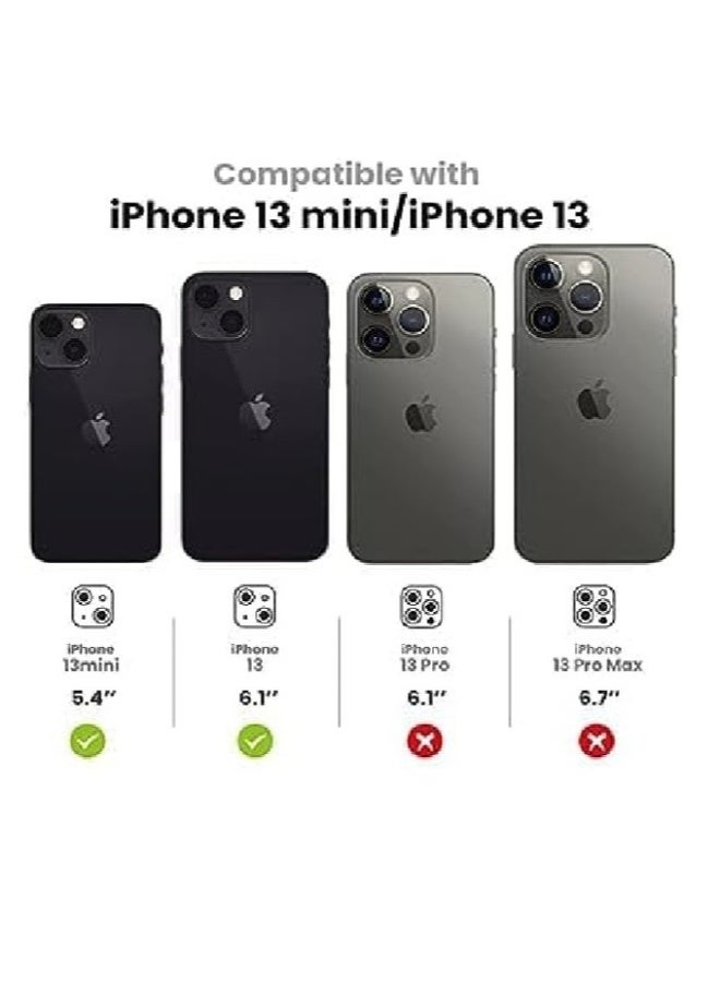 DUSALA Camera Lens Protector for iPhone 13 and iPhone 13 Mini , 9H Tempered Glass Metal Individual Ring Cover, HD Clear, 1 Set (Black) - Image 2