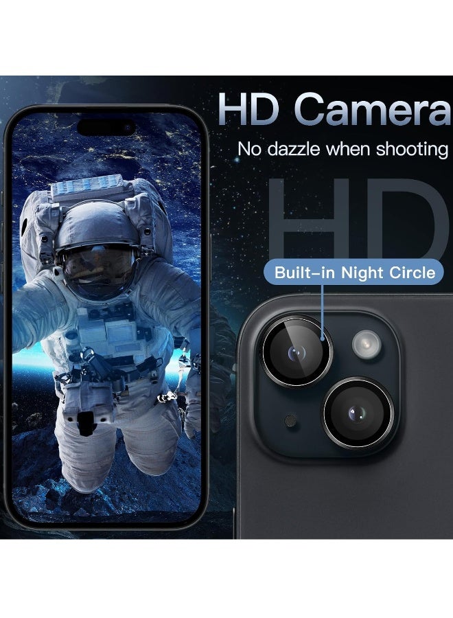 DUSALA Camera Lens Protector for iPhone 13 and iPhone 13 Mini , 9H Tempered Glass Metal Individual Ring Cover, HD Clear, 1 Set (Black) - Image 5