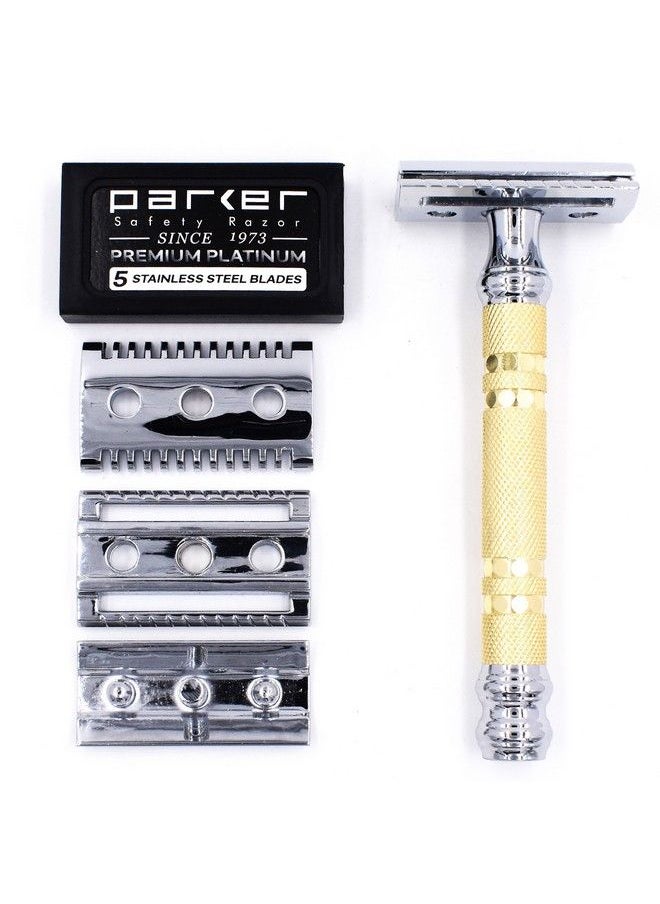 Parker Safety Razor Parker 69Cr Convertible Dual Head Safety Razor 5 Parker Razor Blades Included  - Image 2